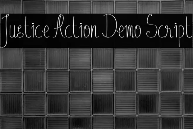 Justice Action Demo Script Font examples