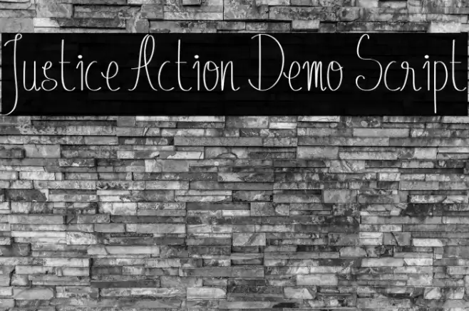 Justice Action Demo Script Font examples