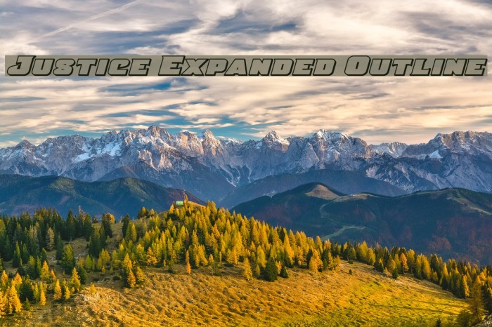 Justice Expanded Outline Font examples