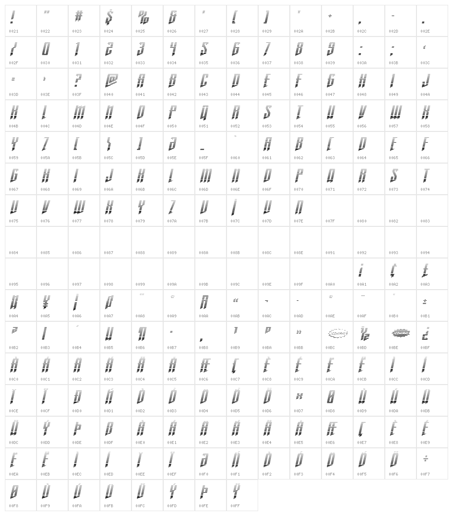 Justice Fighters Gradient Ital Character Map