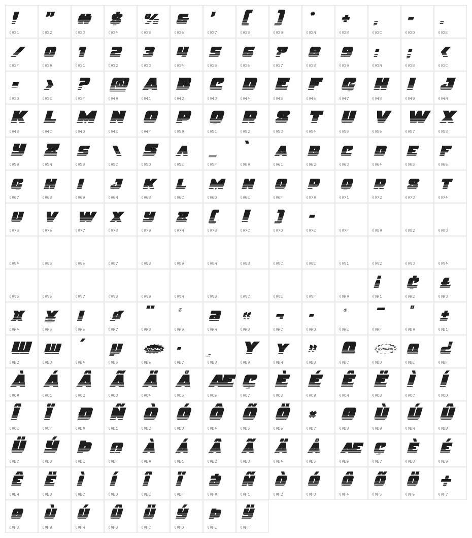 Justice Halftone Character Map