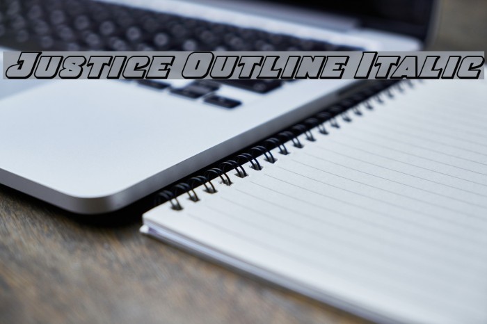Justice Outline Italic Font examples