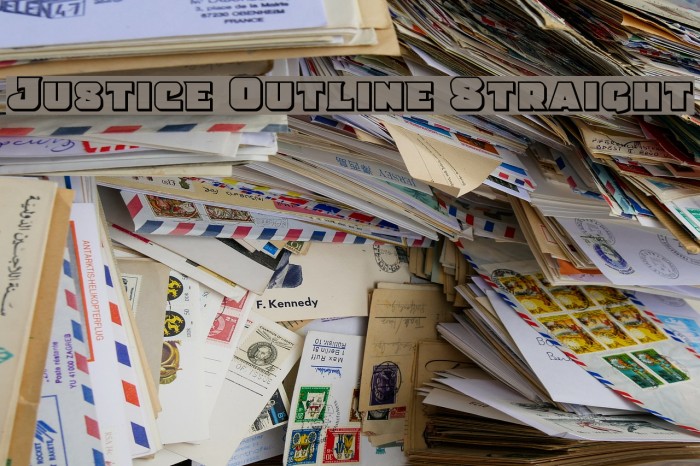 Justice Outline Straight Font examples