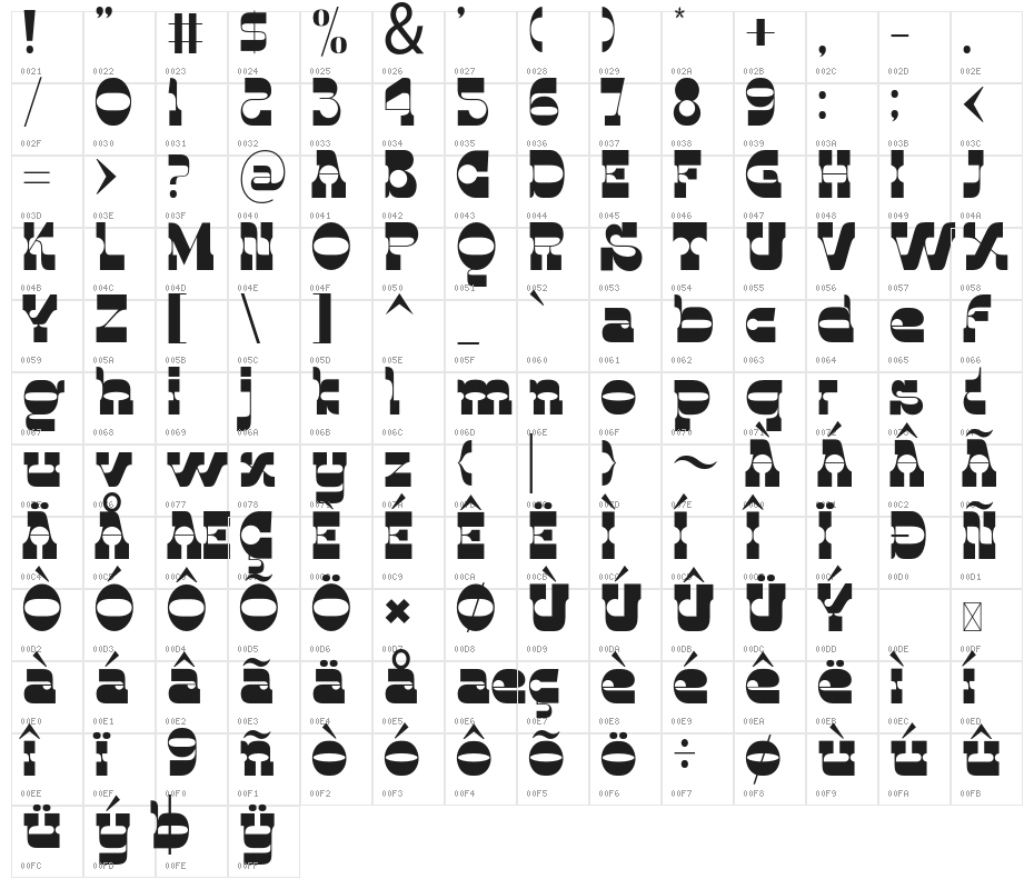 JusticeRatkati-Bold Character Map