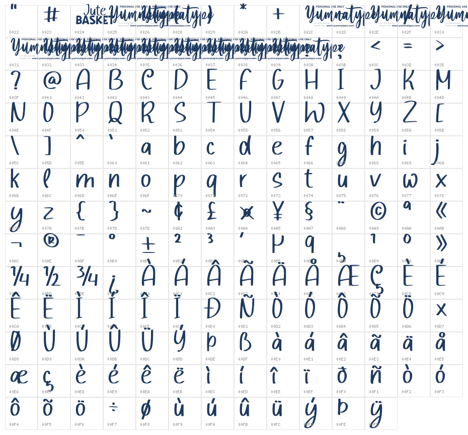 Jute Basket Personal Use Character Map