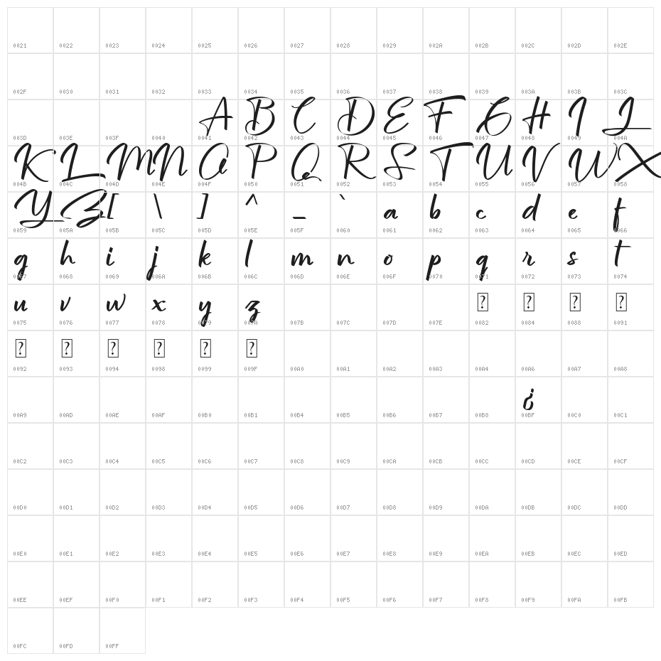 jullian Personal Use Only Character Map