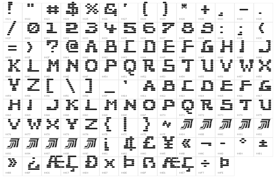 JVNE Wopper'83 Regular Character Map