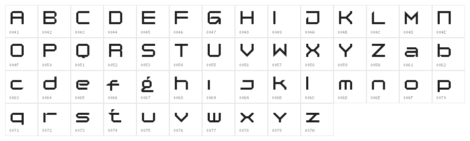 Jx Tabe DEMO Regular Character Map