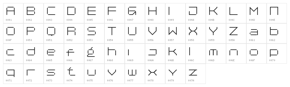Jx Tabe DEMO Thin Character Map