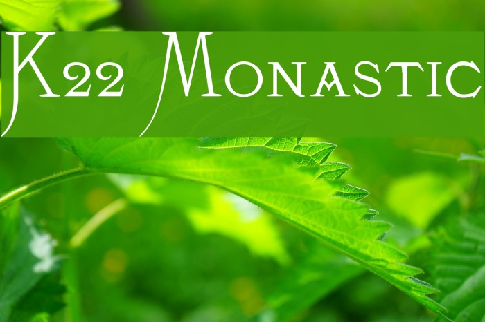 K22 Monastic Font examples