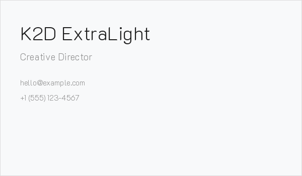 K2D ExtraLight Business Card