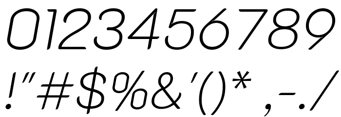 K2D Thin Italic Font OTHER CHARS