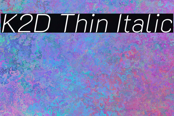 K2D Thin Italic Font examples