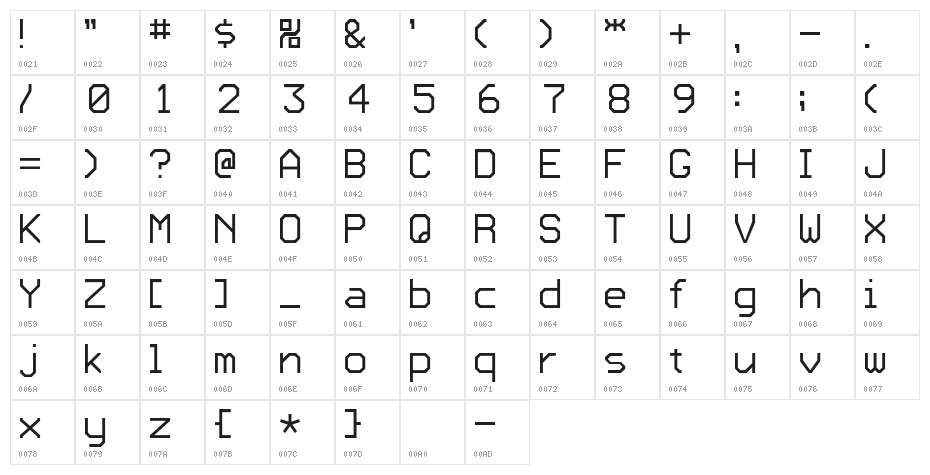 KADO_Kaku Character Map