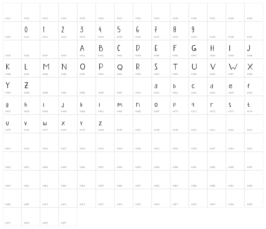 KANZALEA-Bold Character Map
