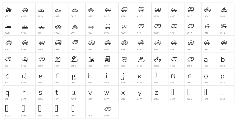 KARAVAN BUS Character Map