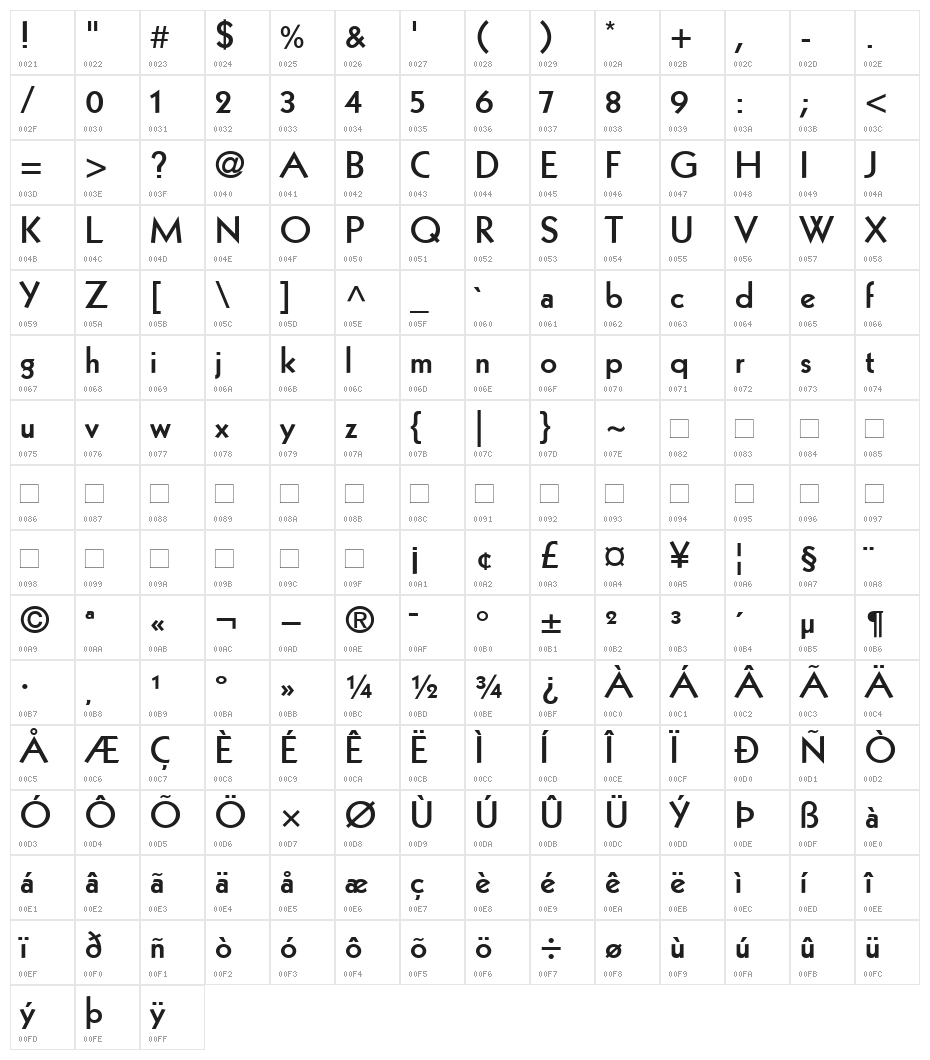 Kabel-Heavy Character Map