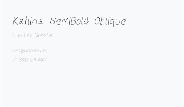 Kabina SemiBold Oblique Business Card