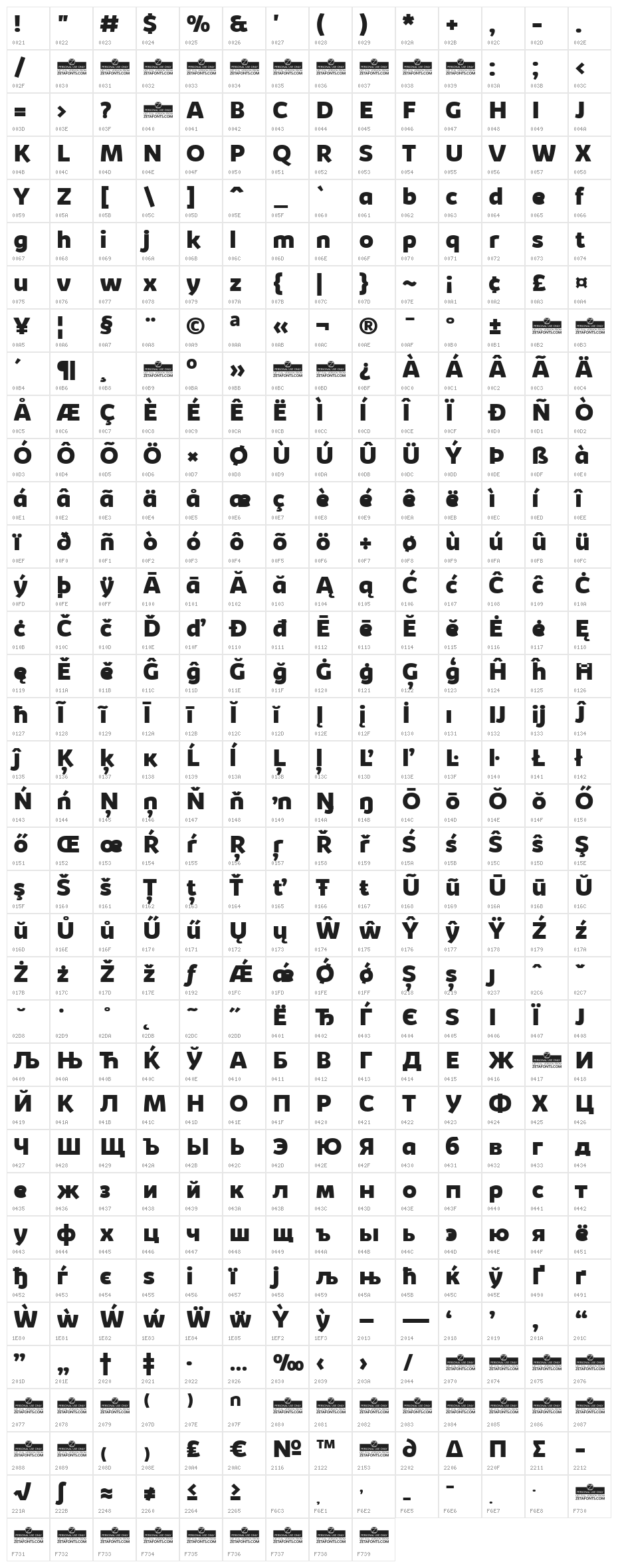 Kabrio-ExtraBold Character Map