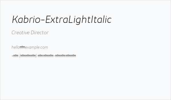 Kabrio-ExtraLightItalic Business Card