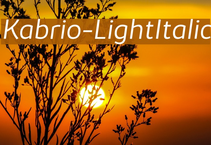 Kabrio-LightItalic Font examples