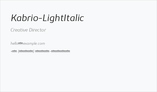 Kabrio-LightItalic Business Card
