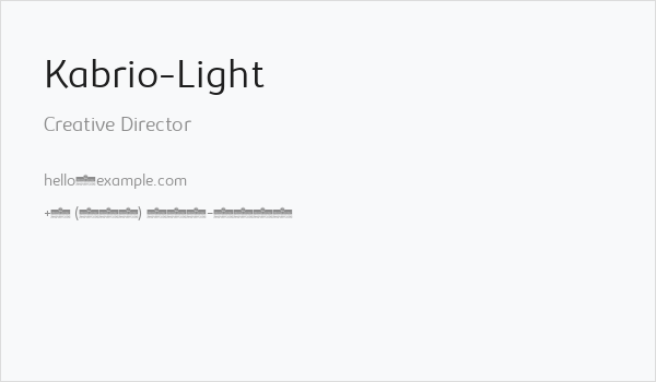 Kabrio-Light Business Card