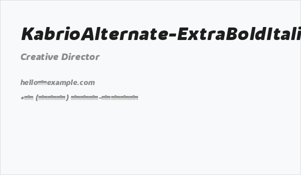 KabrioAlternate-ExtraBoldItalic Business Card