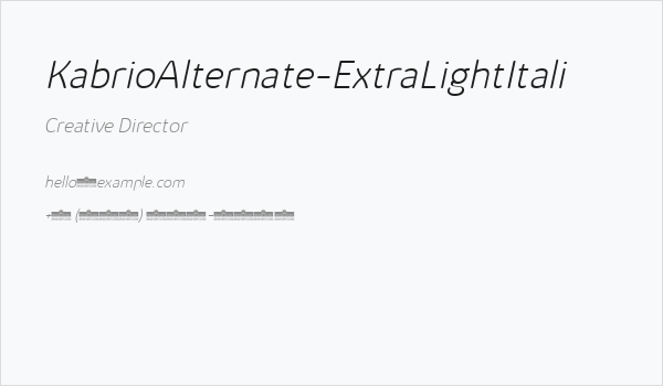KabrioAlternate-ExtraLightItali Business Card