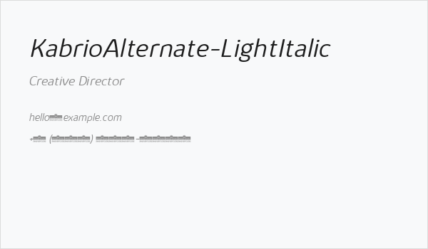 KabrioAlternate-LightItalic Business Card