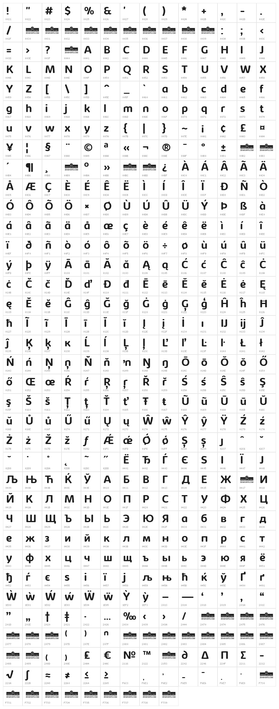 KabrioSoft-Bold Character Map