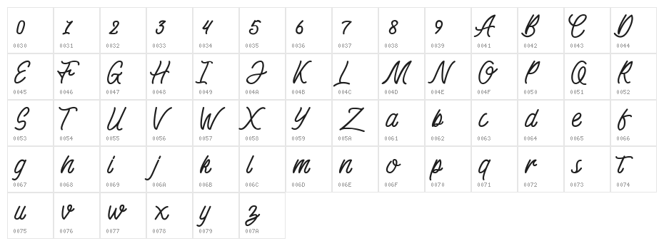 Kadisoka-Monoline Character Map