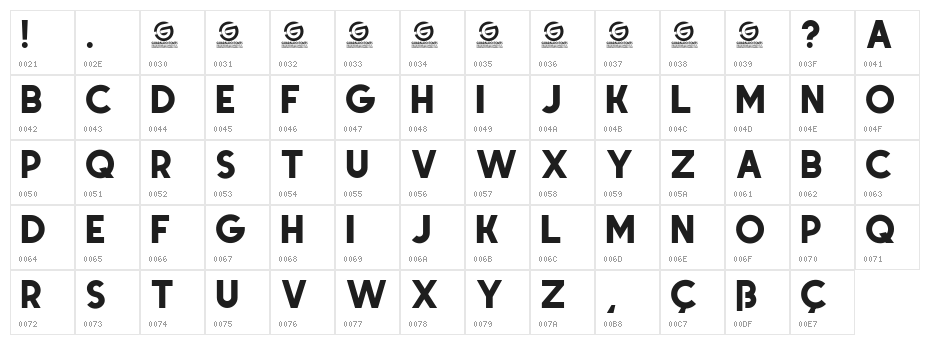 Kafeine Personal Use Character Map