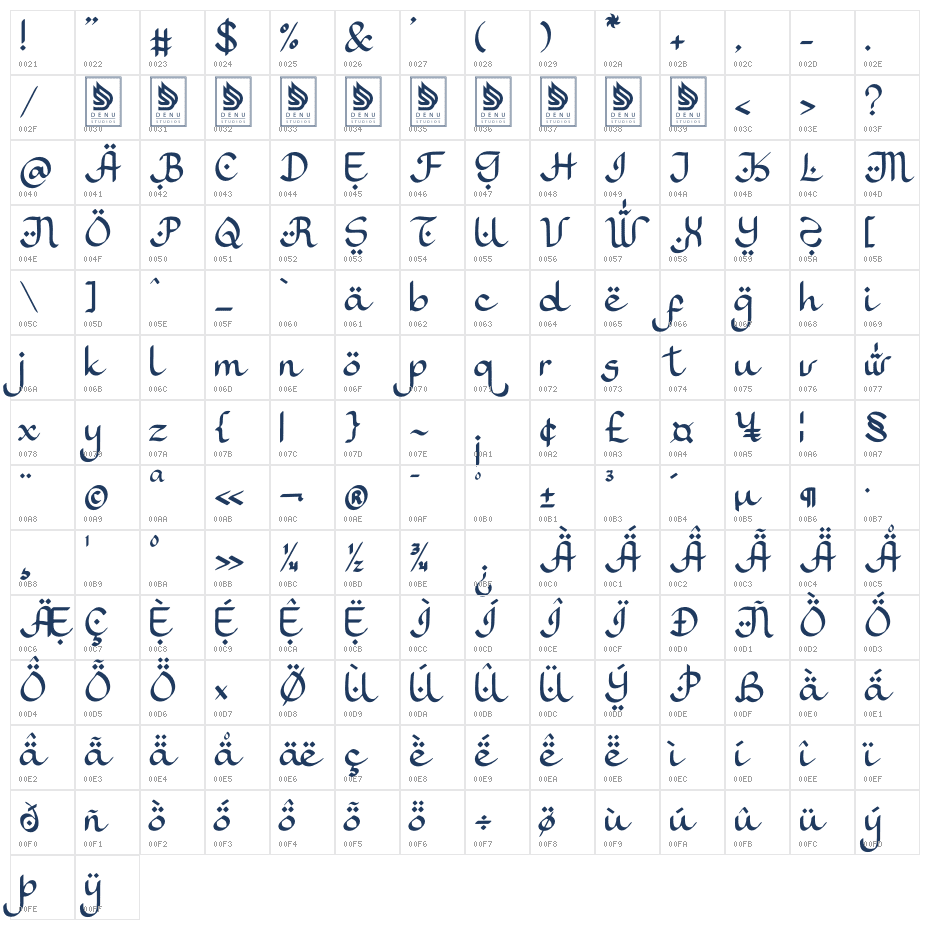 Kafillah Character Map