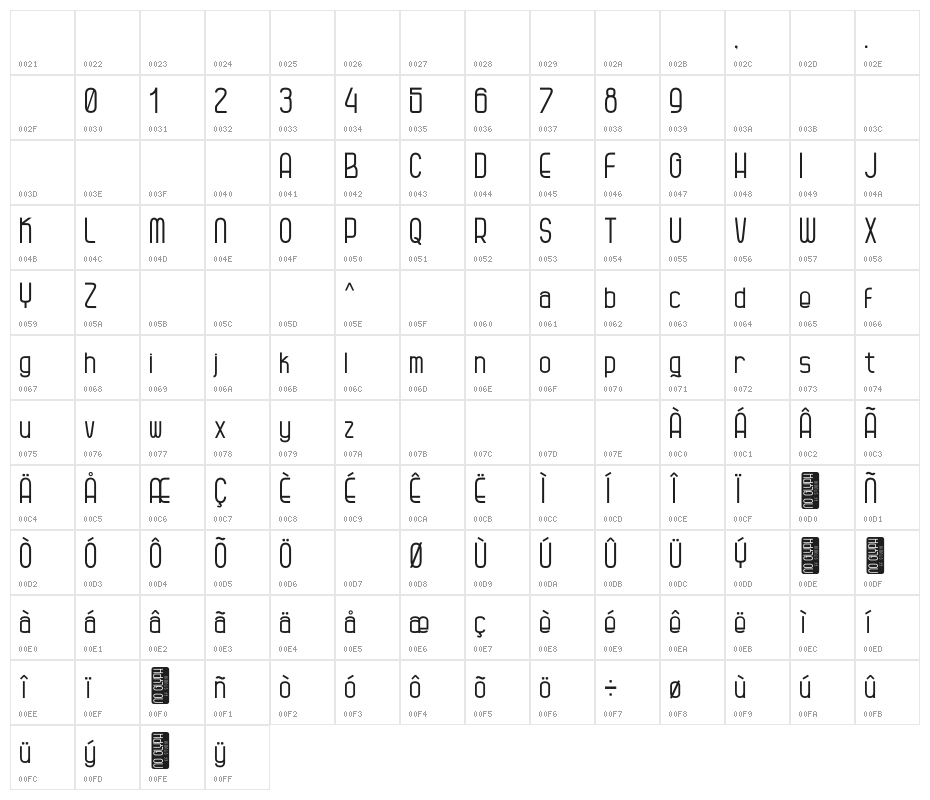 Kagura Regural Character Map