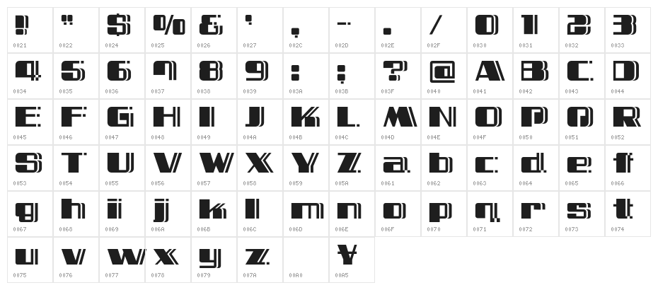 Kaiho Regular Character Map