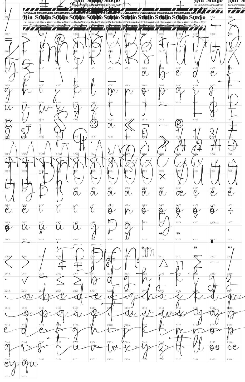 Kaithryn Personal Use Character Map