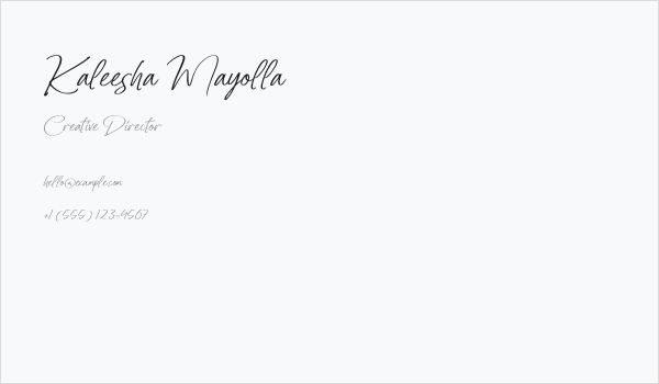 Kaleesha Mayolla Business Card