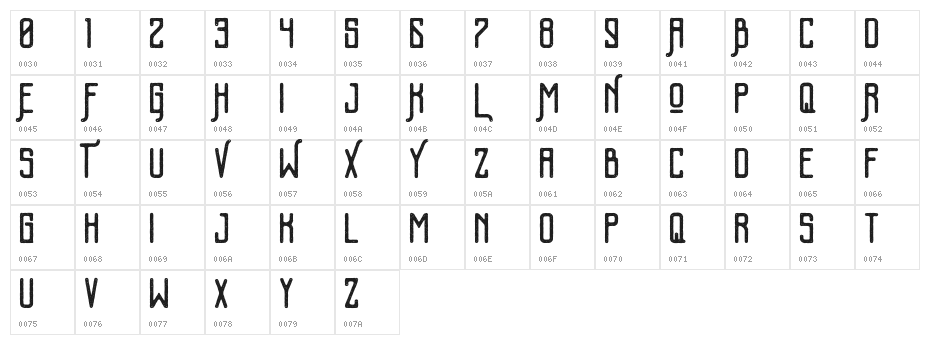 KalemunRoughFree Character Map