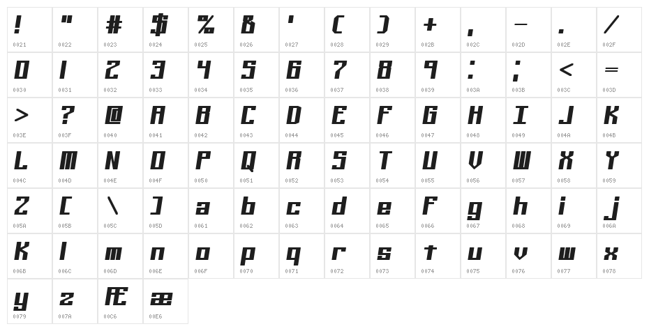 Kaliber Solid BRK Character Map