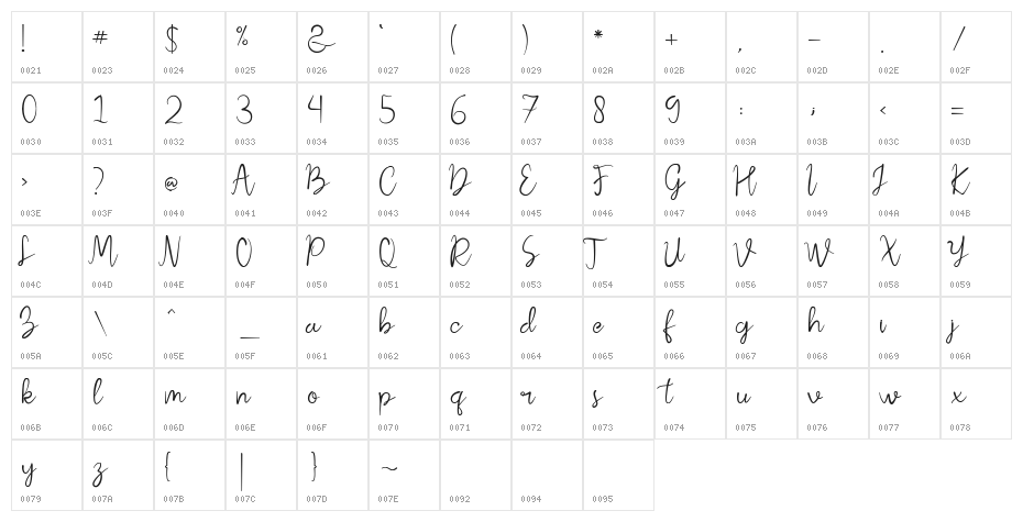 Kalila DEMO Regular Character Map