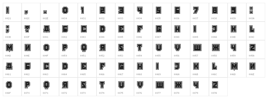 Kalinka College Regular Character Map