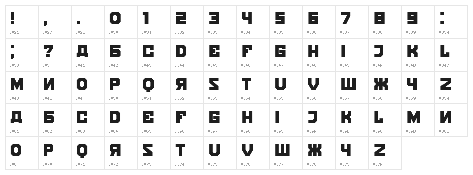 Kalinka Regular Character Map