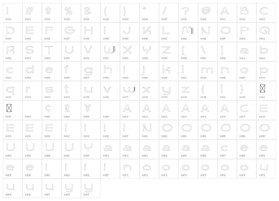 Kame Free Outline Character Map