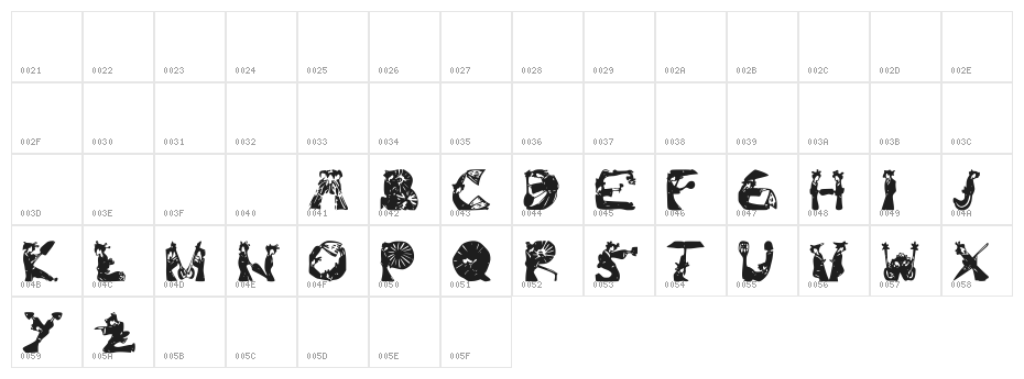 Kami-Geisha Font Character Map