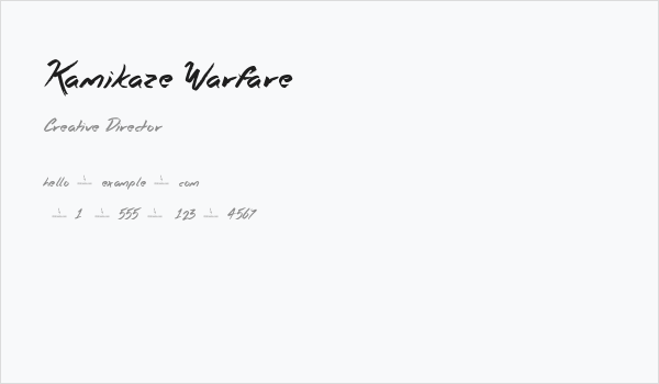 Kamikaze Warfare Business Card