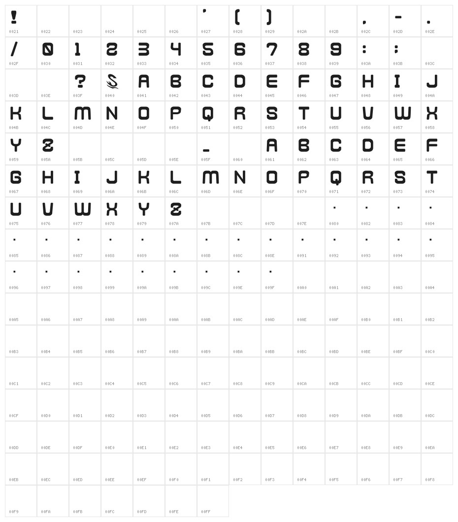 Kamone 4__G Character Map