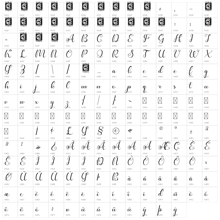 Kanaya Personal Use Character Map