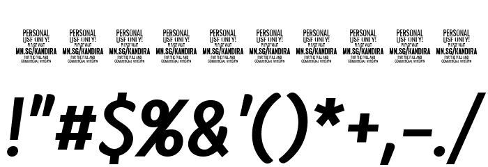 Kandira PERSONAL Bold Italic Font OTHER CHARS