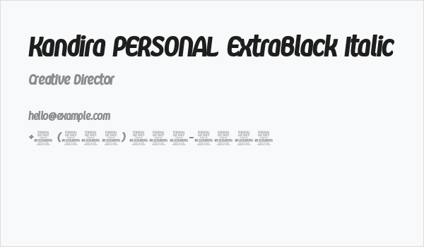 Kandira PERSONAL ExtraBlack Italic Business Card